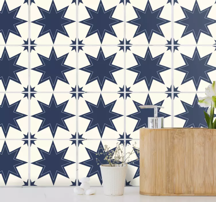 Dark blue and white big star tile decal - TenStickers