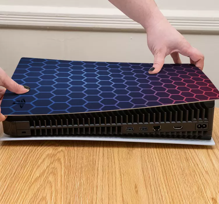 Dark technological red and blue  PS5 decal - TenStickers