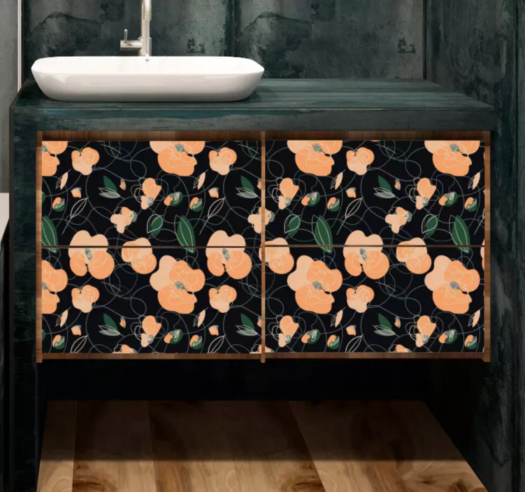 Dark  fauna and floral pattern furniture sticker - TenStickers
