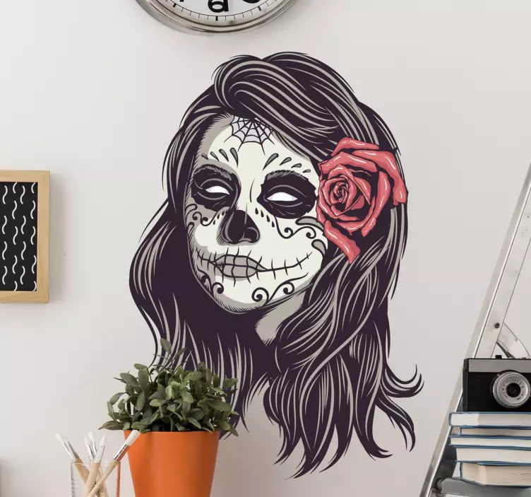 Day of the Dead Girl Portrait Sticker - TenStickers