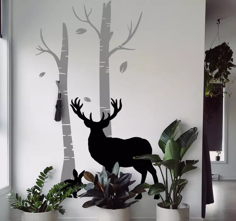 Deer Near Trees coat hanger sticker - TenStickers