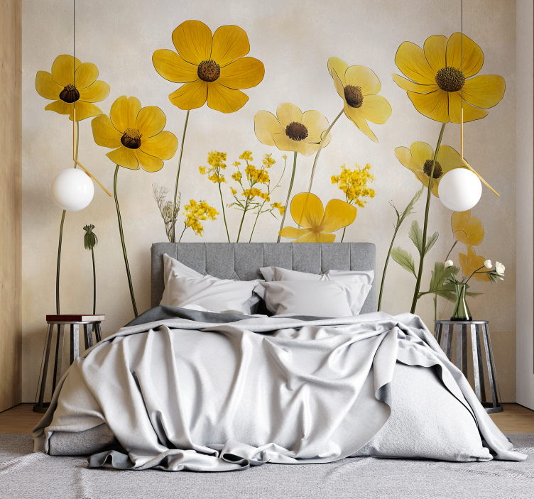 Delicate Helenium flowers  bedroom wall decal - TenStickers