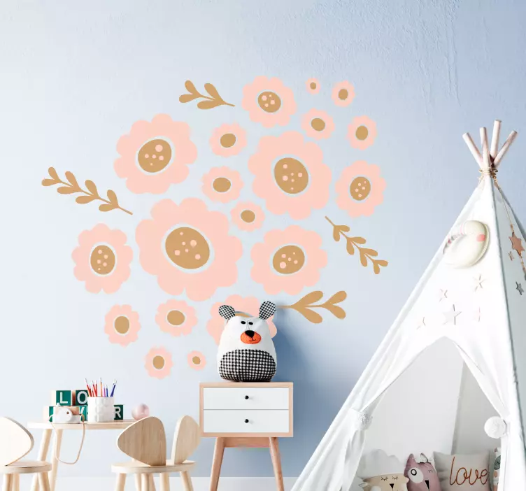 Charming flower cluster illustration wall art - TenStickers