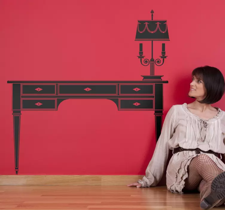 Desk and Lamp Silhouette Sticker - TenStickers