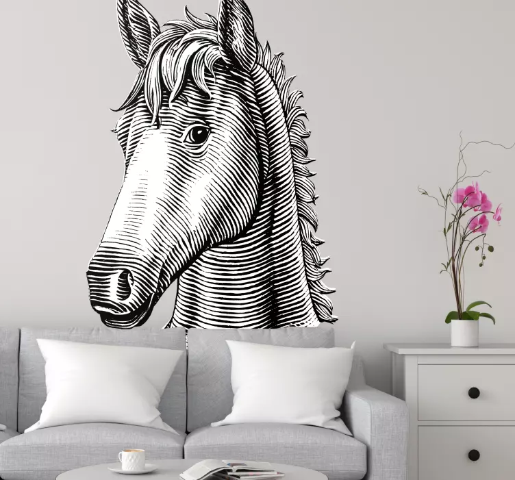 Detailed horse head wall sticker - TenStickers