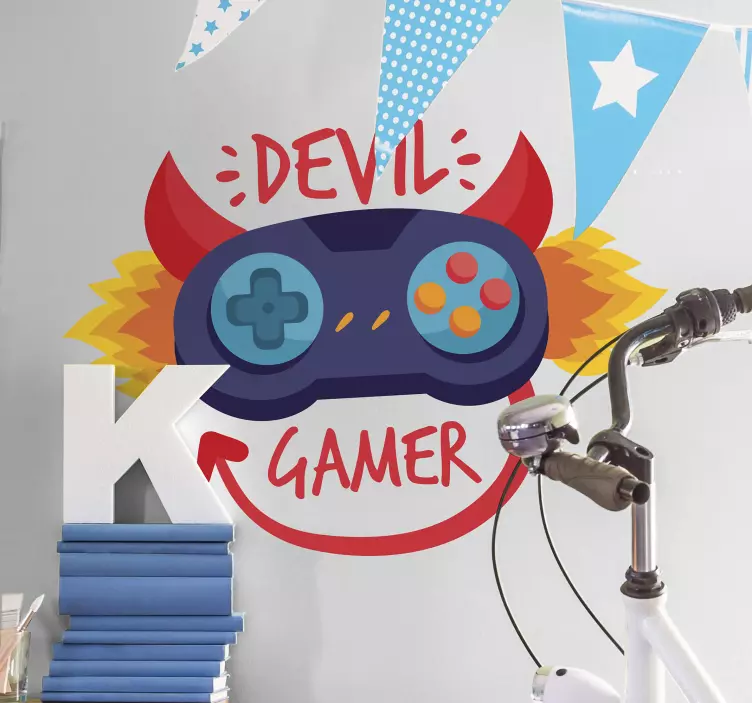 Amazing devil gamer video game sticker - TenStickers