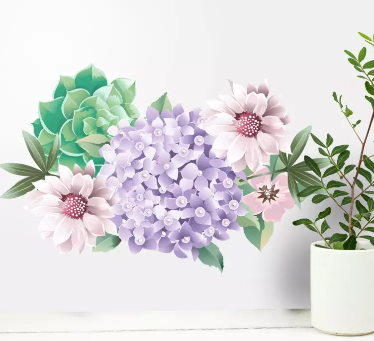 Different type of flowers nature wall sticker - TenStickers