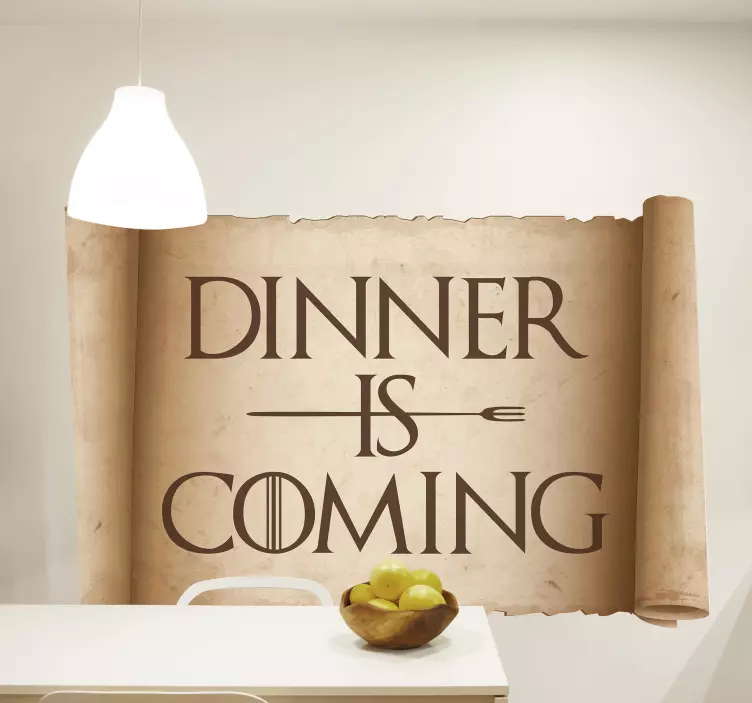 DINNER IS COMING wall quote decal - TenStickers