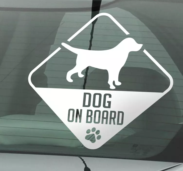 Dog on board sign and text car decal - TenStickers