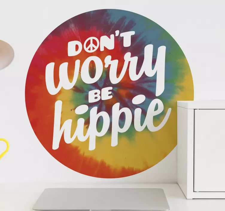 DONT WORRY BE HIPPIE wall quote decal - TenStickers