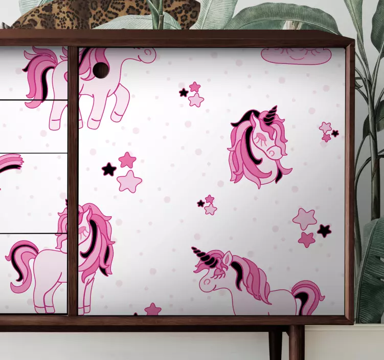 Doodle style unicorn world furniture sticker - TenStickers