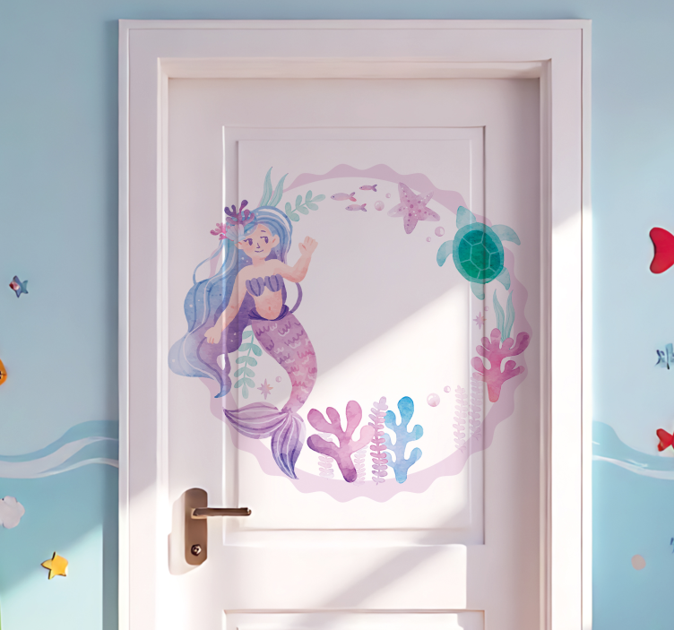 Door sticker mermaid for kids' room - TenStickers
