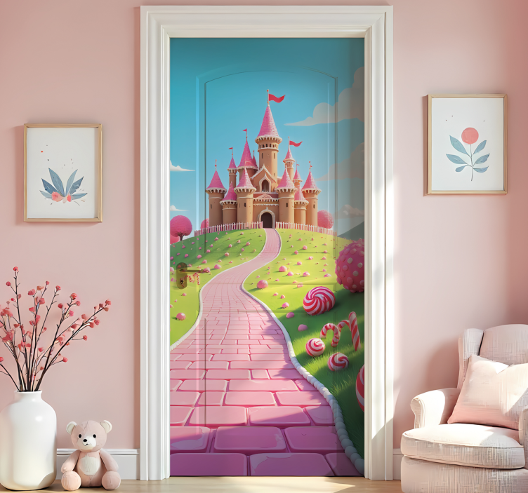 Door sticker princess castle for kids room - TenStickers