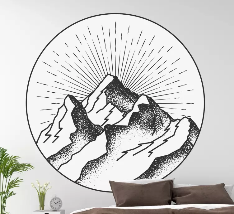 Draw of a mountain nature wall sticker - TenStickers