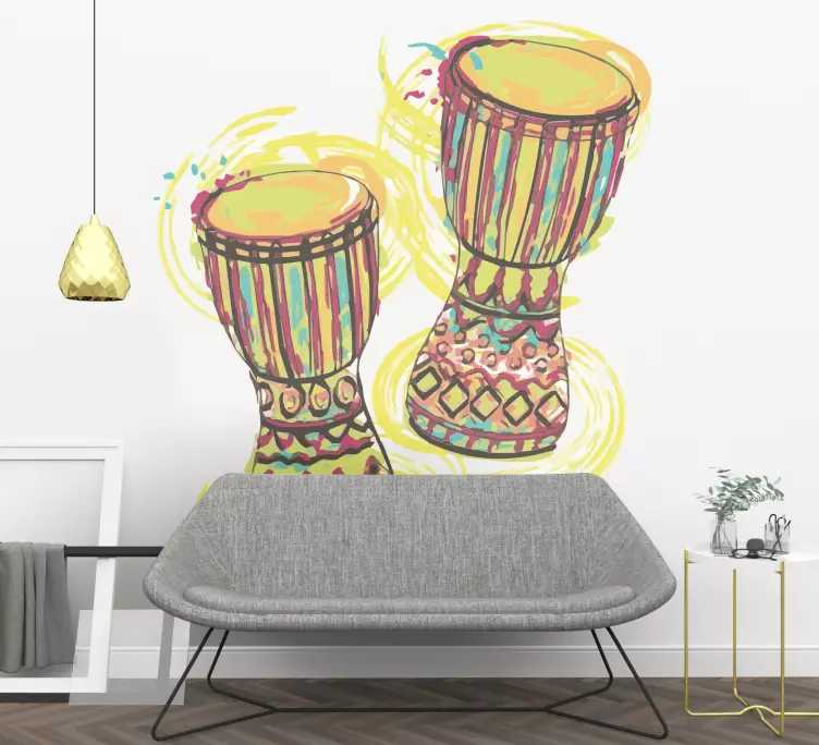 Drums tam tam  Wall Stickers for living room - TenStickers