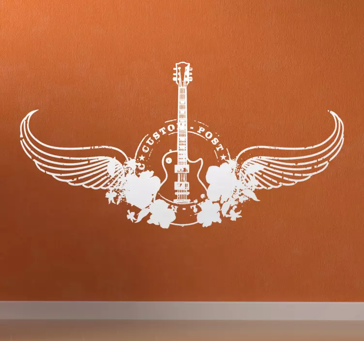 Electric Guitar Wings Wall Sticker - TenStickers