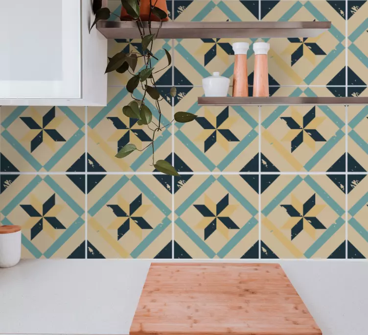 Elegant cement tiles design wall decal - TenStickers