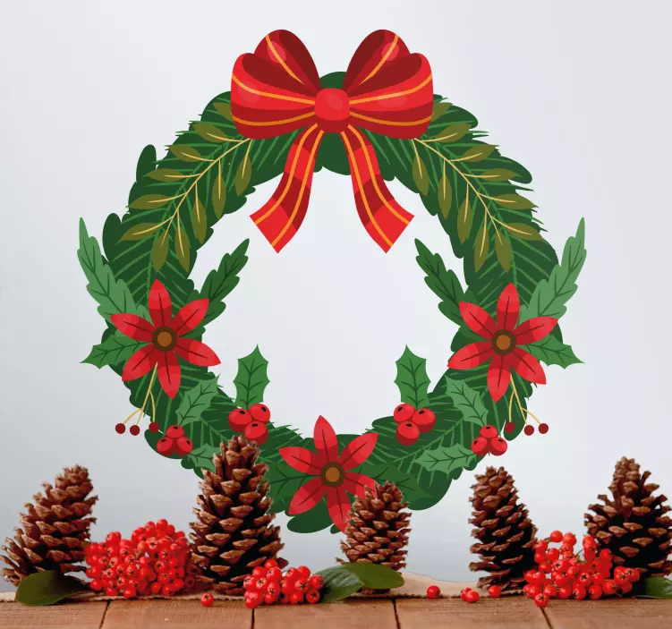 Elegant Christmas wreath christmas decal - TenStickers