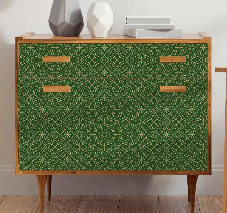 Elegant green and gold pattern furniture decal - TenStickers