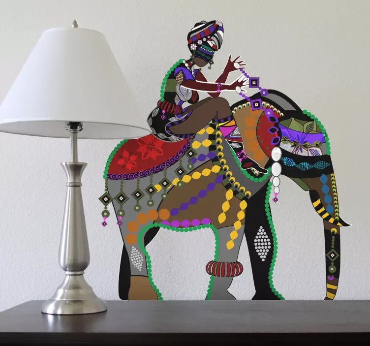 Elephant Rider Wall Sticker - TenStickers