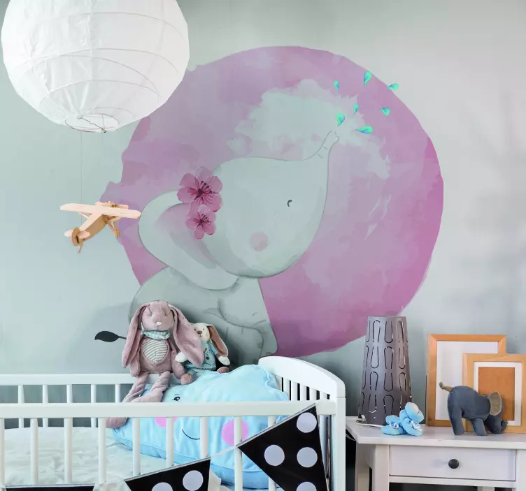 Elephant with Flowers wall stickers for kids - TenStickers