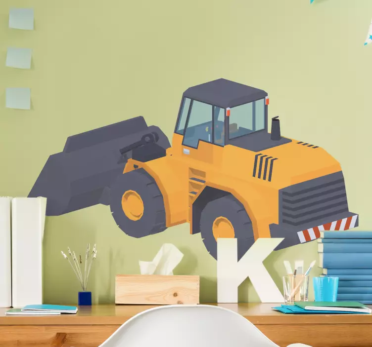 Excavator cartoon bulldoser 3D kids toy sticker - TenStickers