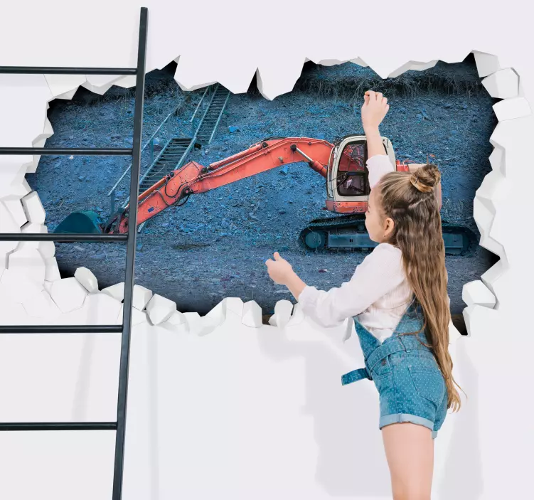 Excavator construction 3D wall sticker - TenStickers