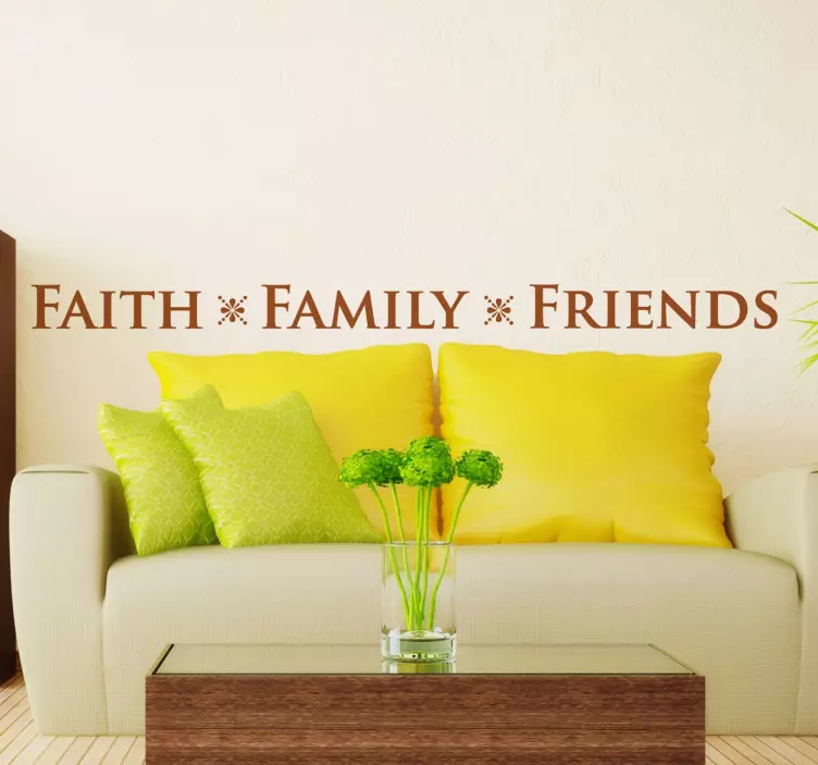 Faith, Family, Friends Text Sticker - TenStickers