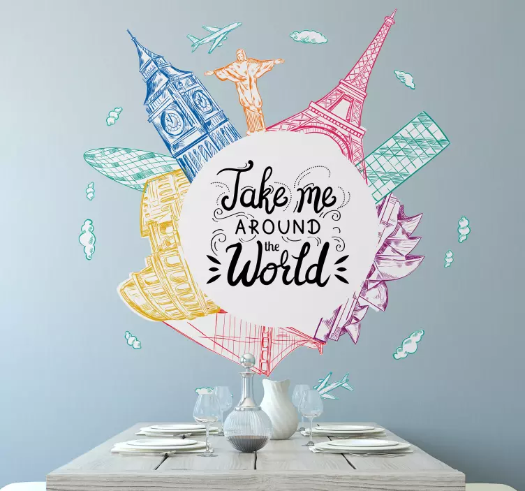 Famous Landmarks Illustration location wall sticker - TenStickers