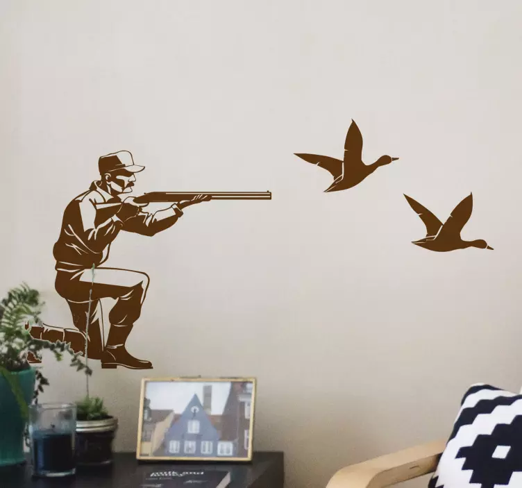 Farm animal wall decal hunter with birds - TenStickers