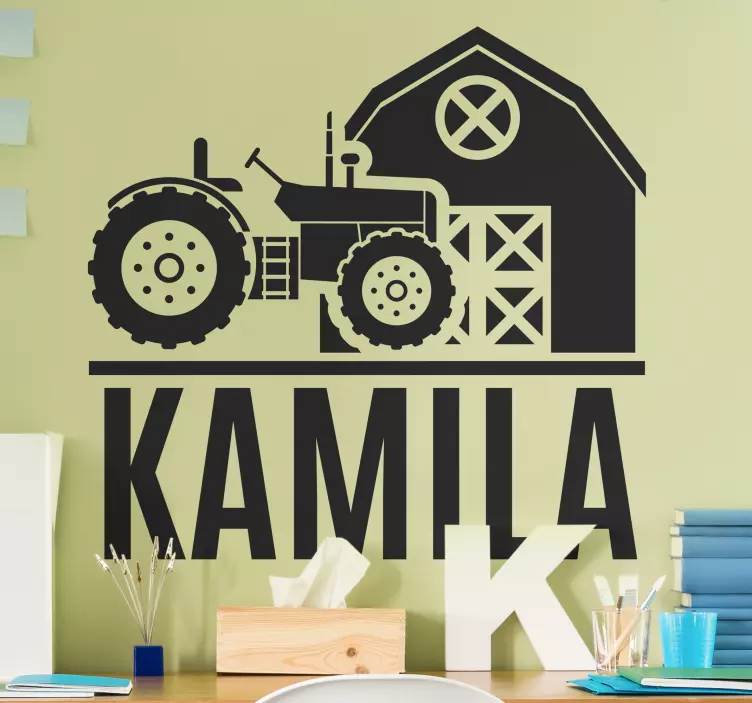 Farmer tractor with name  Personalised Sticker - TenStickers
