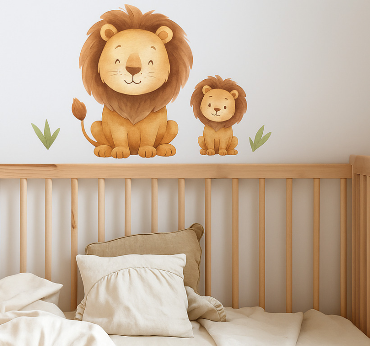 Father and son lion illustration wall art - TenStickers