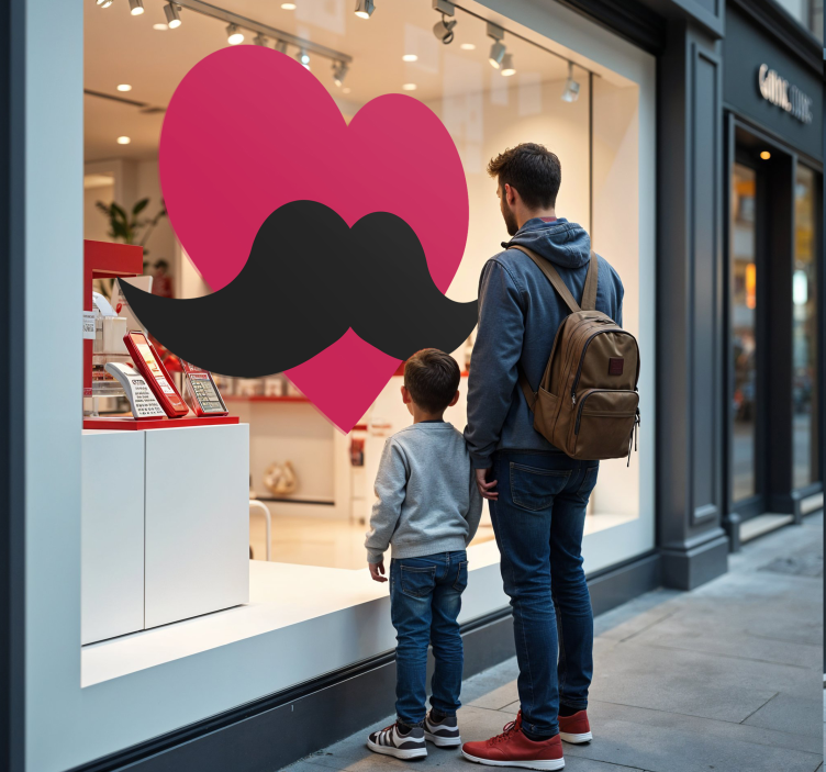 father's day heart window decal for business - TenStickers