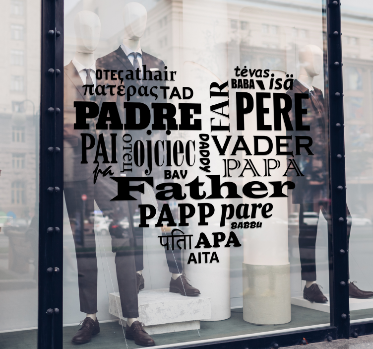 father different languages window decal for business - TenStickers