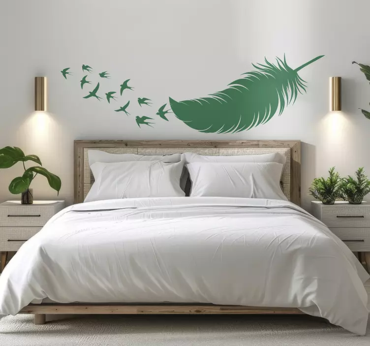Feather and birds bedroom wall decal - TenStickers
