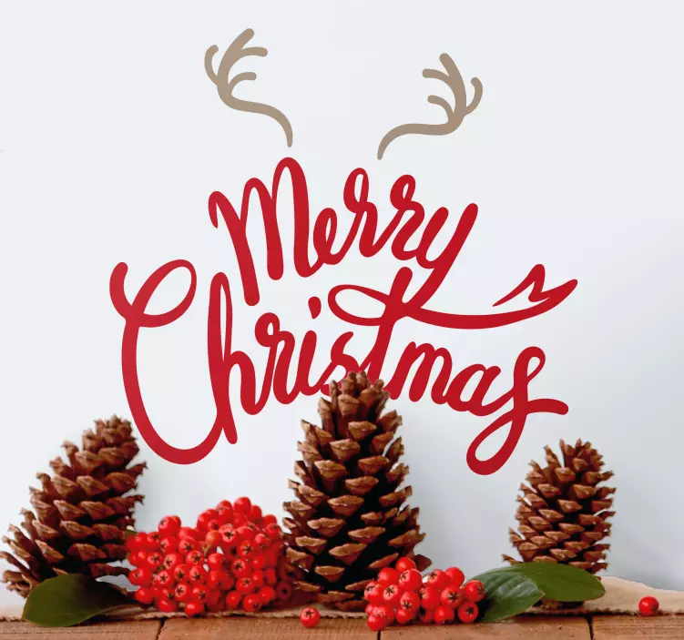 Festive reindeer greeting Christmas sticker - TenStickers