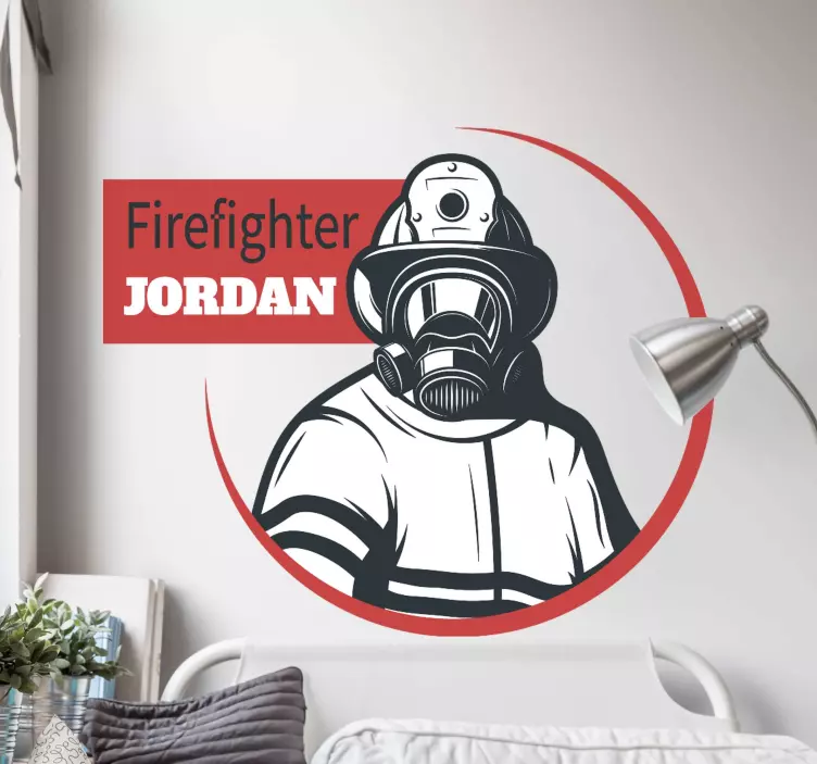 Firefighter Portrait Customizable wall sticker - TenStickers