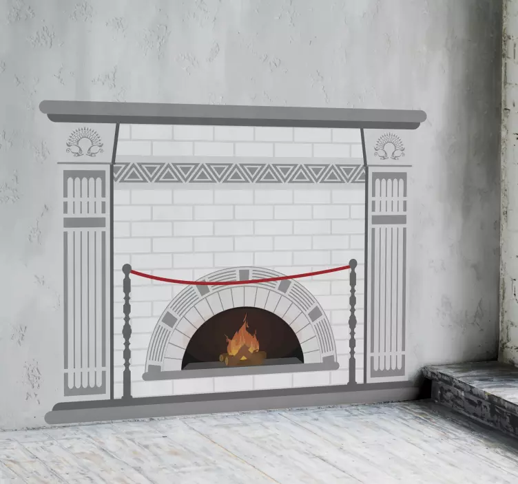Fireplace white bricks object sticker - TenStickers