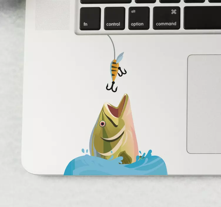 Fishing Hooking Catch laptop sticker - TenStickers