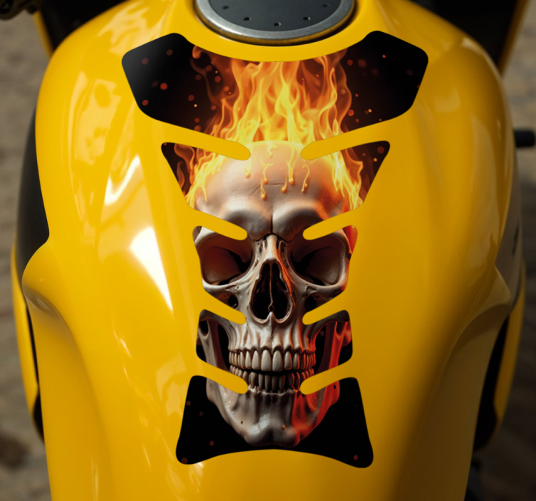 Flaming Skull motorcycle decal - TenStickers