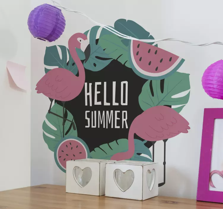 flamingo with personalized text window sticker - TenStickers