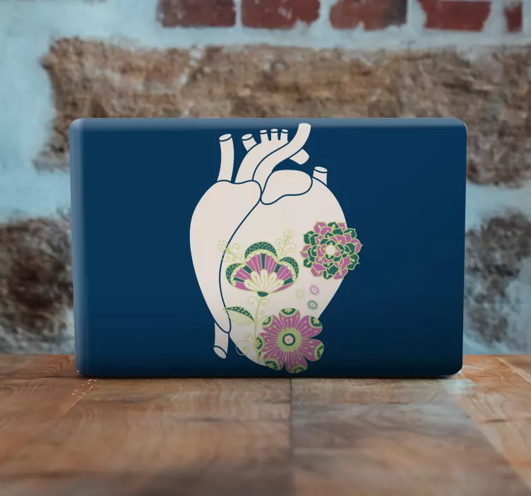 Floral Heart Design laptop sticker - TenStickers