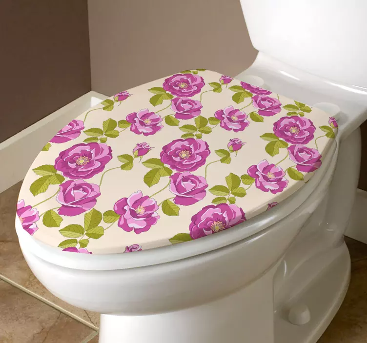 Floral Toilet Lid Sticker - TenStickers