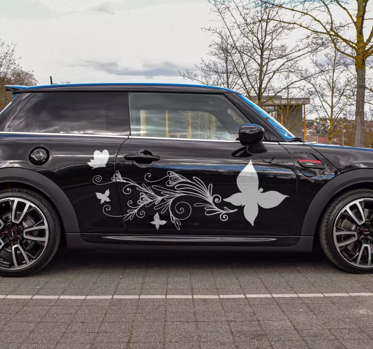 Flower and butterfly car decal - TenStickers