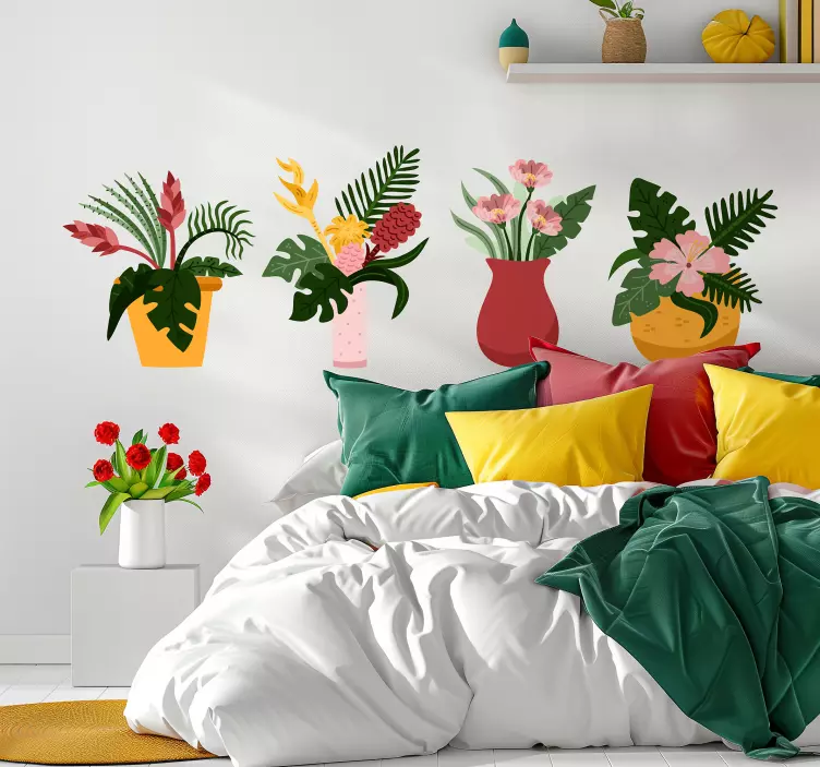 Flowerpots bedroom wall decal - TenStickers