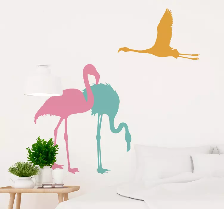 Flying Flamingo Wall Sticker - TenStickers