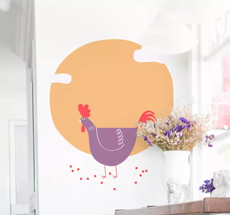Folk art Rooster bird wall sticker - TenStickers