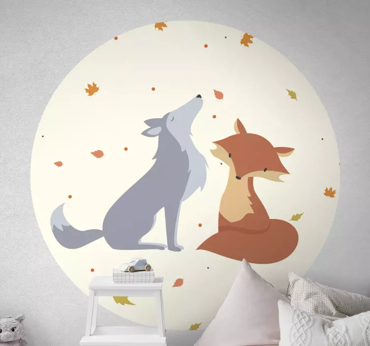 Fox and wolf wild animal wall sticker - TenStickers