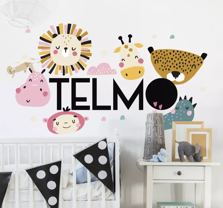 Friendly Animal Faces wall stickers for kids - TenStickers