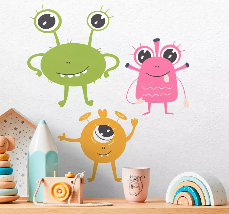 Friendly Colorful Monsters wall stickers for kids - TenStickers